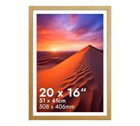 HNK 16x20 Inch Picture Frame Solid Wood and Shatterproof Perspex, Photo Frames 51x41cm Dual Orientation Landscape or Portrait, 20x16 Inch Picture Frame Wall Hanging Display Photos (Oak)