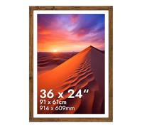 HNK 24 X 36 Inch Poster Frame Engineered Wood and Plexiglass, Rustic Poster Frame 61 X 91.5cm Dual Orientation Landscape or Portrait, 36x24 Inch Poster Frames Wall Hanging Display Photos for Home