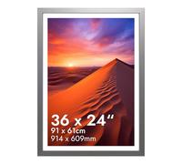 HNK 24 X 36 Inch Poster Frame Engineered Wood and Plexiglass, Silver Poster Frame 61 X 91.5cm Dual Orientation Landscape or Portrait, 36x24 Inch Poster Frames Wall Hanging Display Photos for Home
