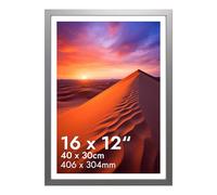 HNK 30 X 40cm Picture Frame Engineered Wood and Plexiglass, 16 X 12 Inch Picture Frame Dual Orientation Landscape or Portrait, 30x40 Picture Frames Wall Hanging Display Photos for Home (Silver)