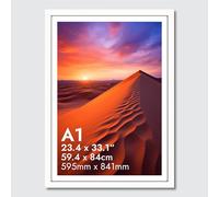 HNK A1 Photo Frame Engineered Wood and Plexiglass, A1 Frame White (59.40x84cm) Dual Orientation Landscape & Portrait, A1 Picture Frames Wall Hanging Display Certificate, Photos, for Home, Office