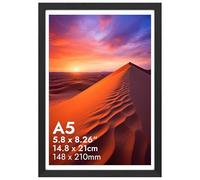 HNK A5 Photo Frame Engineered Wood and Plexiglass, Made in UK, A5 Frame Black 15x21cm Dual Orientation Landscape or Portrait, A5 Picture Frames Wall Hanging or Tabletop Display Photos for Home,Office