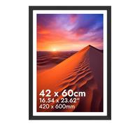 HNK Black Photo Frames 60x42cm Solid Wood and Shatterproof Perspex, 42cm X 60cm Frame Dual Orientation Landscape or Portrait, Picture Frame 420x600mm Wall Hanging Display Photos, Certificate