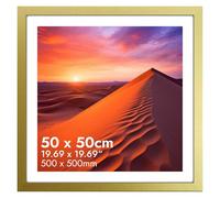 HNK Gold Square Picture Frames 50x50cm Engineered Wood and Plexiglass, 20x20 Inches Square Frame Dual Orientation Landscape or Portrait, 500x500mm Frame Wall Hanging Display Photos, Certificates