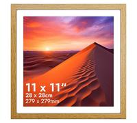 HNK Oak Square Picture Frames 11x11 Inches Solid Wood and Shatterproof Perspex, (28x28cm) Photo Frame Dual Orientation Landscape or Portrait, Square Frame Wall Hanging Display Photos, Poster
