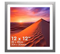 HNK Silver Square Picture Frames 30x30cm Engineered Wood and Plexiglass, 12x12" Picture Frame Dual Orientation Landscape or Portrait, Square Photo Frame Wall Hanging Display Photos