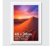 HNK White Photo Frames 45x32cm Engineered Wood and Plexiglass, C3 Photo Frame 32x45cm Dual Orientation Landscape or Portrait, Picture Frame 450x320mm Wall Hanging Display Photos Decoration