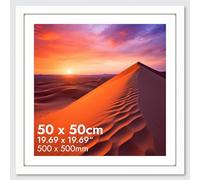 HNK White Square Picture Frames 50x50cm Engineered Wood and Plexiglass, 20x20 Inches Square Frame Dual Orientation Landscape or Portrait, 500x500mm Frame Wall Hanging Display Photos