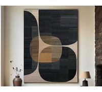 HNKDKJ Brown Black Wabi Sabi Wall Art Minimalist Abstract Painting Black Brown Canvas Wall Art Large Neutral Decor 80x138cm/31x54inch -with-Black-Framed