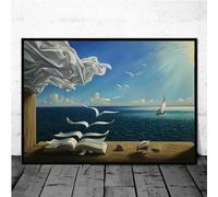 HNKDKJ Famous Surrealism By Salvador Dali Wave Book Abstract Posters and Prints Wall Art Pictures Living Room Decor 120x80cm/48x32inch -with-Black-Frame