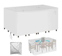 HNKDKJ Garden Furniture Covers Waterproof Patio Furniture Cover 215x125x80cm LxWxH Rectangular Rattan Furniture Cover 420D Heavy Duty Oxford Fabric Dustproof Outdoor Patio Table Covers - Silver