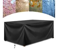 HNKDKJ Garden Furniture Covers Waterproof Rectangular Garden Table Covers, 360x185x80cm/LxWxH 420D Oxford Fabric Patio Outdoor Furniture Covers Waterproof Patio Table Cover, Black