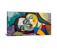 HNKDKJ Pablo Picasso Colorful Figure Prints Canvas Print Picture Wall Art Large Pablo Picasso Artwork Framed Mural 60x120cm/24x47inch -Inner-Frame