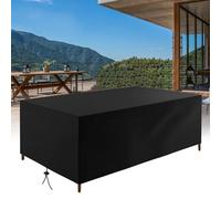 HNKDKJ Patio Furniture Cover Garden Furniture Covers Waterproof 330x180x80cm/LxWxH Rectangular/Square Heavy Duty Oxford Fabric Patio Table Covers Garden Furniture Covers-Black