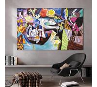 HNKDKJ Picasso Famous Canvas Art Poster Night Fishing at Antibes Printing Modern Wall Art Pictures for Living Room Oversized 70x90cm/28x35inch -Inner-Frame
