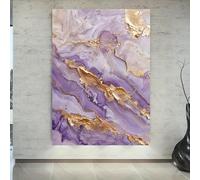 HNKDKJ Purple Gold Marble Modern Gallery Wrapped Canvas Print Artwork Abstract Landscape Panels Pictures on Canvas Wall Art 75x105cm/30x41inch -Inner-Frame