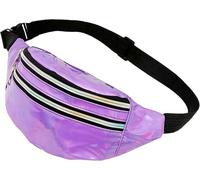 HNKJDS Metallic Color Holographic Fanny Pack Shiny Waist Packs Waterproof Belt Bag with Adjustable Belt for Women Men, Purple, One Size, Shiny Waist Pack Fashion Fanny Pack