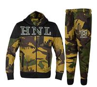 HNL Boys Tracksuit Bottoms Hoodie and Joggers Kids Tracksuit Jogging Bottoms Junior Tracksuits Sportswear Sweatshirt Pants Boys Sizes 7 8 9 10 11 12 and 13 Years (7/8 Years, Khaki Camouflaged)