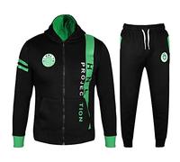 HNL BOYS TRACKSUIT KIDS UNISEX BOYS/GIRLS BOTTOM TOP JOGGING SUITS HOODIE ZIP UP JACKET TOP BOTTOMS CONTRAST PANEL HOODIE DESIGNER SIZES 5 6 7 8 9 10 11 12 13 (7-8 Years, Black Lime Green)