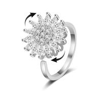 HNLUGF Fidget Rings for Women Spinner Sunflower Anxiety Ring 18K Gold Adjustable Bling Rhinestone Anxiety Thumb Ring Anxiety Relief Jewelry Calming Gift for Women Men, Copper, No Gemstone