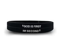 HNLUGF GOD IS FIRST Bracelet for Men Women, Im Second, Christian Rubber Bracelet, Inspirational Bible Verse Bracelets, Unique Gift for Christians Seeking Daily Encouragement, One Size, Rubber, no