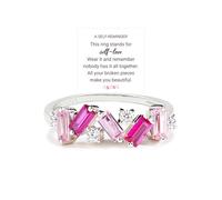 HNLUGF Nobody Has It All Together Women's Ring, S925 Gold Plated with 14K White Gold, Irregular Pink Self Favorite Ring, All Your Broken Pieces Make You Beautiful, Pink Jewelry Gift for, Copper, No