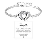 HNLUGF To My Daughter Forever Connected Bracelet, Infinity Forever Love Heart Bracelets, Mom's Strength And Love Are Alwayswith Her, Adjustable Inspirational Gift Jewelry for Daughter, One Size