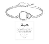 HNLUGF To My Daughter Forever Connected Bracelet, Infinity Forever Love Heart Bracelets, Mom's Strength And Love Are Alwayswith Her, Adjustable Inspirational Gift Jewelry for Daughter, One Size