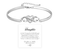 HNLUGF To My Daughter Forever Connected Bracelet, Infinity Forever Love Heart Bracelets, Mom's Strength And Love Are Alwayswith Her, Adjustable Inspirational Gift Jewelry for Daughter, One Size