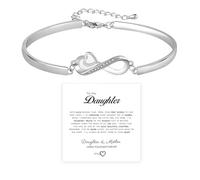HNLUGF To My Daughter Forever Connected Bracelet, Infinity Forever Love Heart Bracelets, Mom's Strength And Love Are Alwayswith Her, Adjustable Inspirational Gift Jewelry for Daughter, One Size