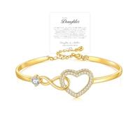 HNLUGF To My Daughter Forever Connected Bracelet, Infinity Forever Love Heart Bracelets, Mom's Strength And Love Are Alwayswith Her, Adjustable Inspirational Gift Jewelry for Daughter, One Size