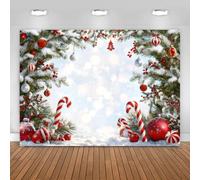 Hnmdmyi 10x6.5FT Christmas Backdrop Candy Cane Winter Wonderland Forest Snow Scene Photography Background Family Kids Christmas Holiday New Year Party Decorations Banner Photo Booth Props