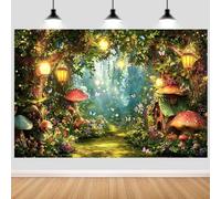 Hnmdmyi 10x6.5FT Enchanted Forest Backdrop Fairy Wonderland Butterfly Magic Tree Mushroom Photography Background Princess Girls Birthday Party Baby Shower Decorations Banner Photo Booth Props