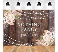 Hnmdmyi 10x6.5FT Wedding Backdrop Rustic Wood Boho Floral Nothing Fancy Just Love Photography Background Bridal Shower Engagement Wedding Party Decorations Banner Photo Booth Props
