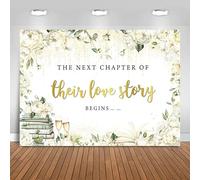 Hnmdmyi 10x6.5FT Wedding Backdrop White Floral The Next Chapter of Their Love Story Begins Photography Background Bridal Shower Engagement Wedding Party Decorations Banner Photo Booth Props