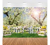 Hnmdmyi 10x8FT Spring Backdrop White Flowers Forest Tree Natural Scenery Photography Background Wedding Bridal Baby Shower Birthday Party Decorations Kids Adults Portrait Photo Studio Props
