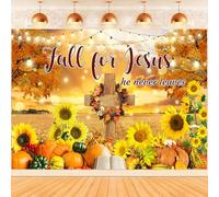 Hnmdmyi 12x10FT Fall Backdrop Autumn Pumpkin Sunflower Cross Bible Harvest Natural Scenery Photography Background Birthday Baby Shower Thanksgiving Party Decorations Banner Photo Booth Props