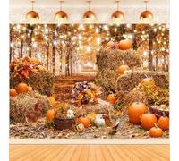 Hnmdmyi 5x3FT Fall Backdrop Autumn Forest Scenery Pumpkin Haystack Rooster Photography Background Birthday Baby Shower Thanksgiving Day Harvest Party Decorations Banner Photo Booth Props