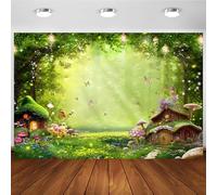 Hnmdmyi 5x4FT Enchanted Forest Backdrop Garden Magic Forest Fantasy Wonderland Mushroom Butterfly Woodland Photography Background Girls Princess Birthday Party Decorations Banner Photo Booth Props