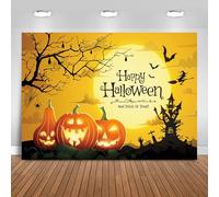 Hnmdmyi 5x4FT Halloween Backdrop Horror Moon Night Pumpkin Lantern Haunted House Bat Photography Background Kids Adult Family Halloween Party Decorations Banner Photo Booth Props
