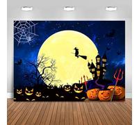 Hnmdmyi 5x4FT Halloween Backdrop Pumpkin Lantern Horror Moon Night Bat Spider Web Photography Background Kids Adult Family Halloween Party Decorations Banner Photo Booth Props