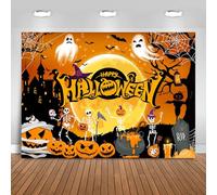 Hnmdmyi 5x4FT Halloween Backdrop Scary Ghost Spider Web Bat Pumpkin Lantern Skull Full Moon Photography Background Kids Adult Family Halloween Party Decorations Banner Photo Booth Props