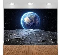 Hnmdmyi 5x4FT Space Backdrop Universe Outer Space Earth Moon Surface Planet Stars Photography Background Kids Boys Girls Birthday Party Decorations Banner Photo Booth Props