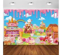 Hnmdmyi 7x5FT Candyland Backdrop Sweet Donut Rainbow Ice Cream House Lollipop Photography Background Baby Shower Birthday Party Decorations Banner Photo Booth Props