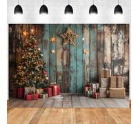Hnmdmyi 7x5FT Christmas Backdrop Rustic Wood Floor Xmas Tree Gifts Stars Photography Background Family Kids Winter Holiday Christmas New Year Party Decorations Banner Photo Booth Props