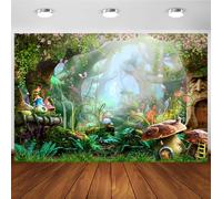 Hnmdmyi 7x5FT Enchanted Forest Backdrop Fantasty Wonderland Mushroom Fairy House Photography Background Girls Princess Birthday Party Newborn Baby Shower Decorations Banner Photo Booth Props