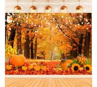 Hnmdmyi 7x5FT Fall Backdrop Autumn Forest Pumpkin Maple Leaves Sunflower Natural Scenery Photography Background Birthday Baby Shower Thanksgiving Day Party Decorations Banner Photo Booth Props