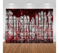 Hnmdmyi 7x5FT Halloween Backdrop Scary Red Dripping Splatter Blood Brick Wall Photography Background Kids Adult Family Halloween Party Decorations Banner Photo Booth Props