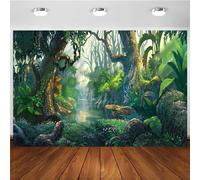 Hnmdmyi 7x5FT Jungle Backdrop Fantastic Tropical Rainforest Wonderland Trees Plant Photography Background Kids Birthday Party Decorations Banner Photo Booth Props