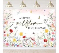 Hnmdmyi 8x6FT Baby Shower Backdrop A Little Wildflower is on The Way Watercolor Floral Butterfly Photography Background Newborn Baby Shower Party Decorations Banner Photo Booth Props